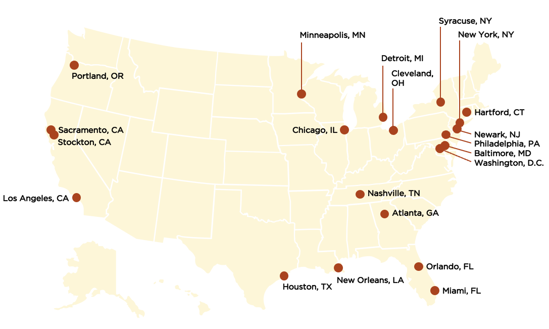 Map of participating localities in the CVILA's first cohort.