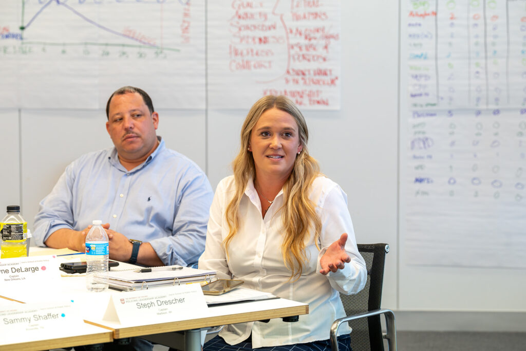 Captain Stephanie Drescher in class in the Policing Leadership Academy.