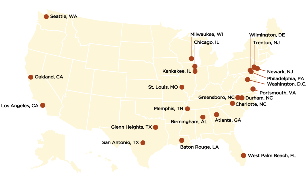 Map of participating localities in the CVILA's third cohort.